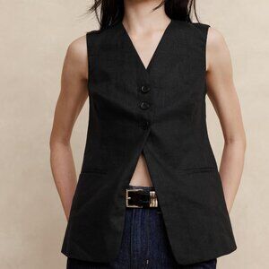 Banana Republic Black Lina Linen vest